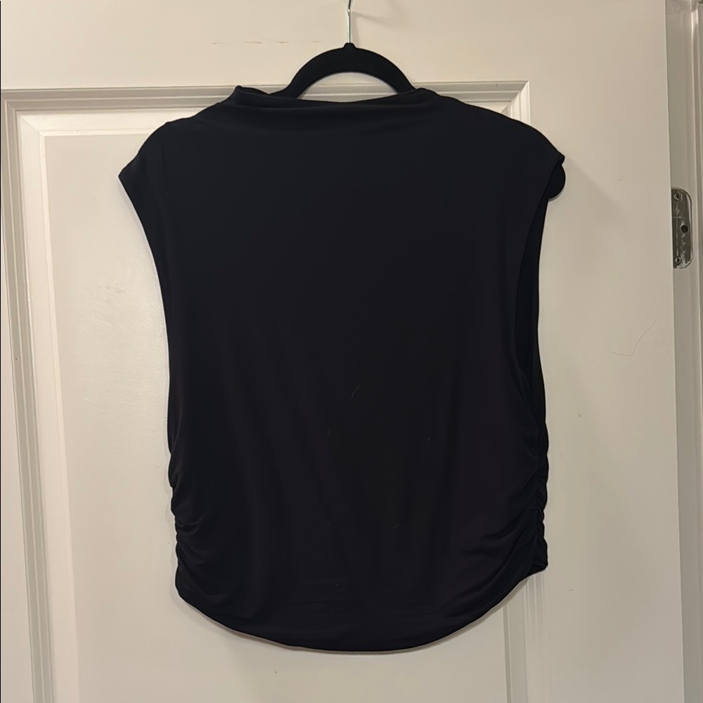 A New Day Black Ruched Sleeveless Muscle Tee